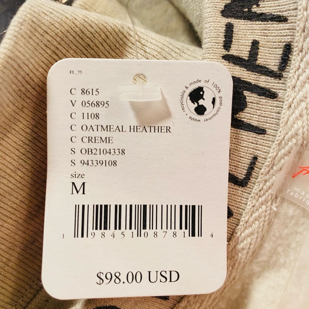 NWT Free People For The Win Pullover In Oatmeal Heather Size Medium - Picture 5 of 5